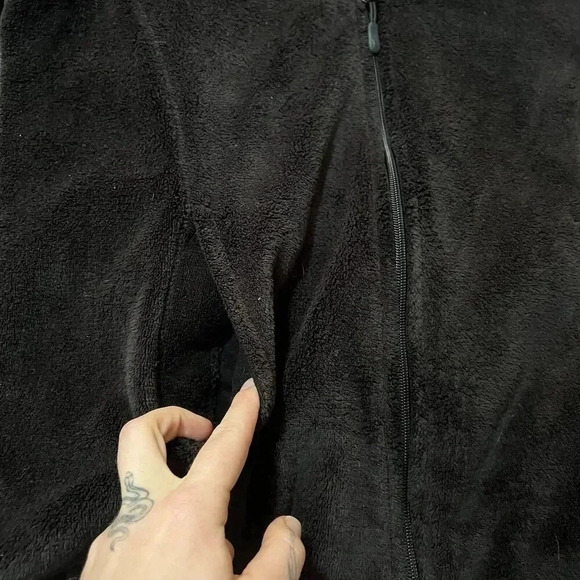 Danskin Ski Fuzzy Full Zip Cozy Jacket Thermal Womens Black Layering Soft Shag - Picture 2 of 10